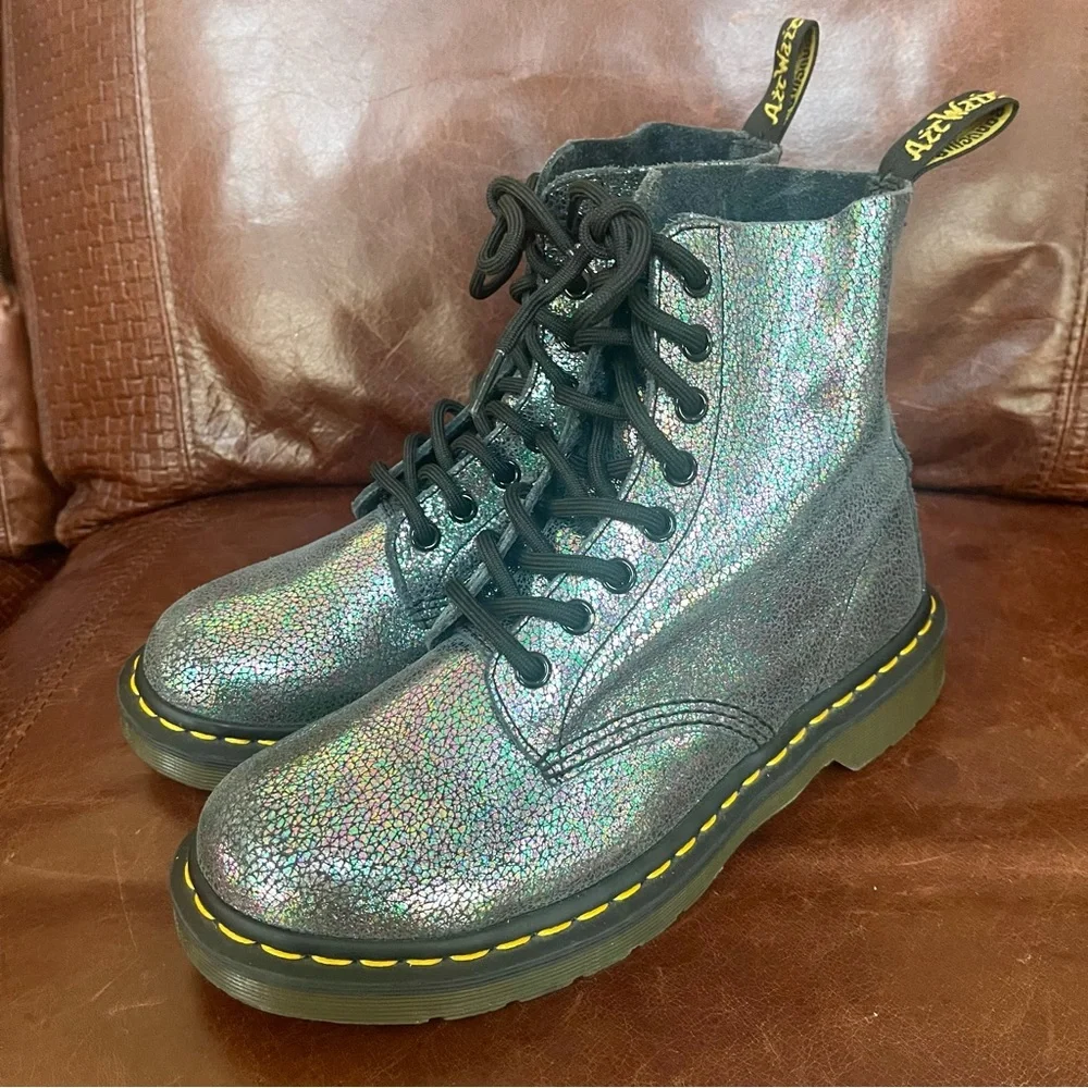 Dr. Martens 1460 Pascal Sparkle Iridescent Metallic Sheen Lace Up Boots Size 7 - Picture 8 of 14